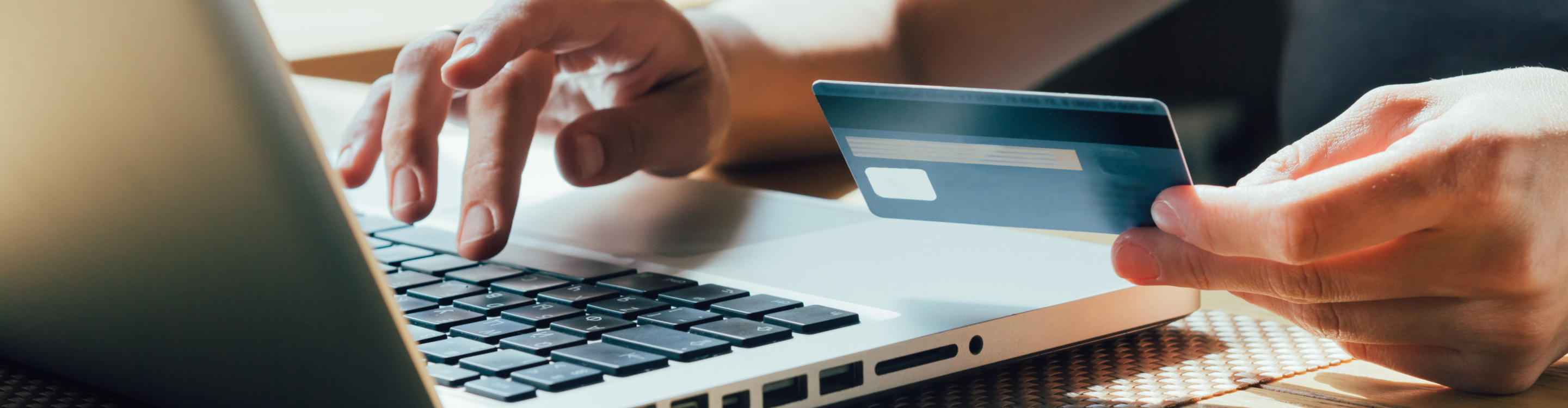 person holding credit card and entering number on keypad